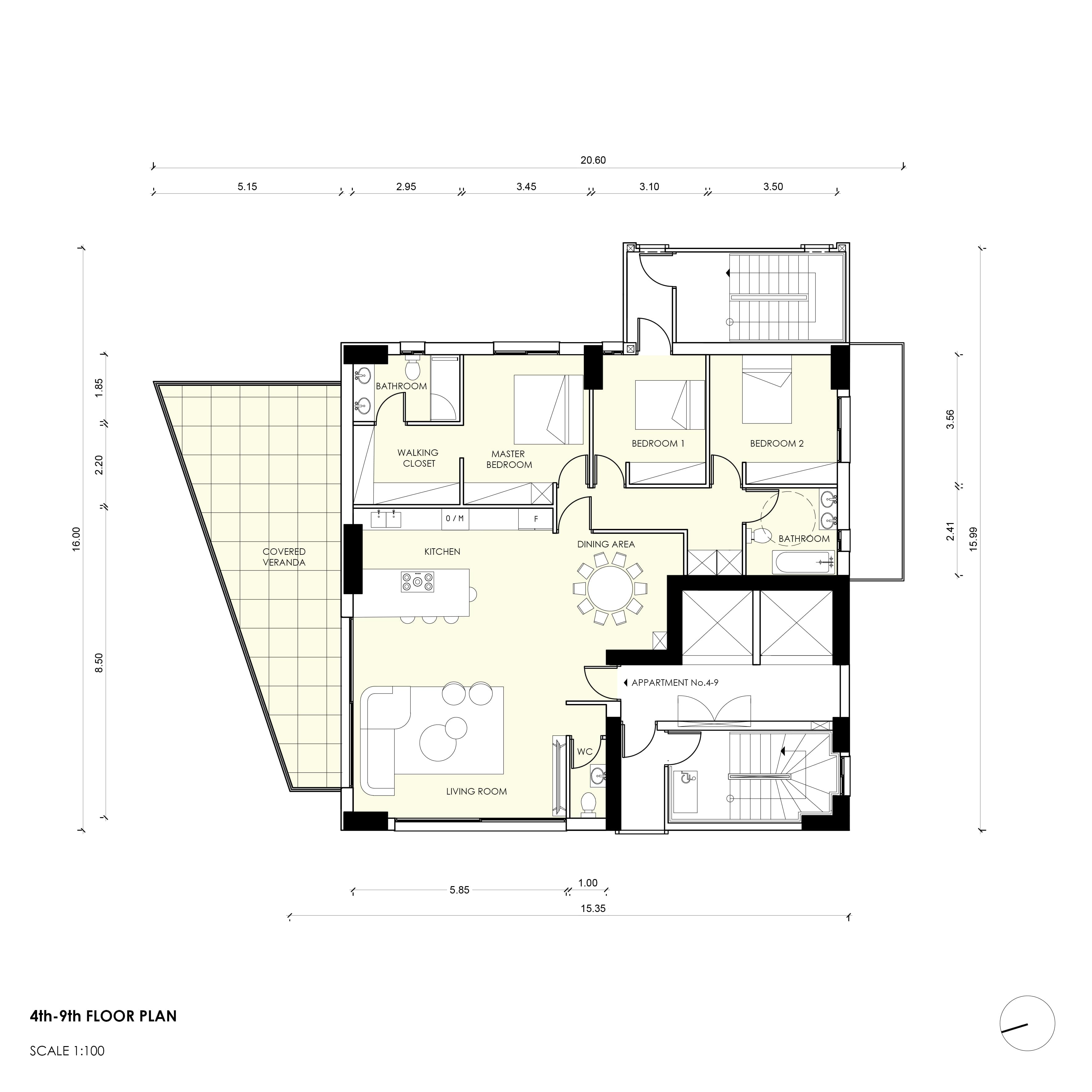 4th–9th Floor Plan